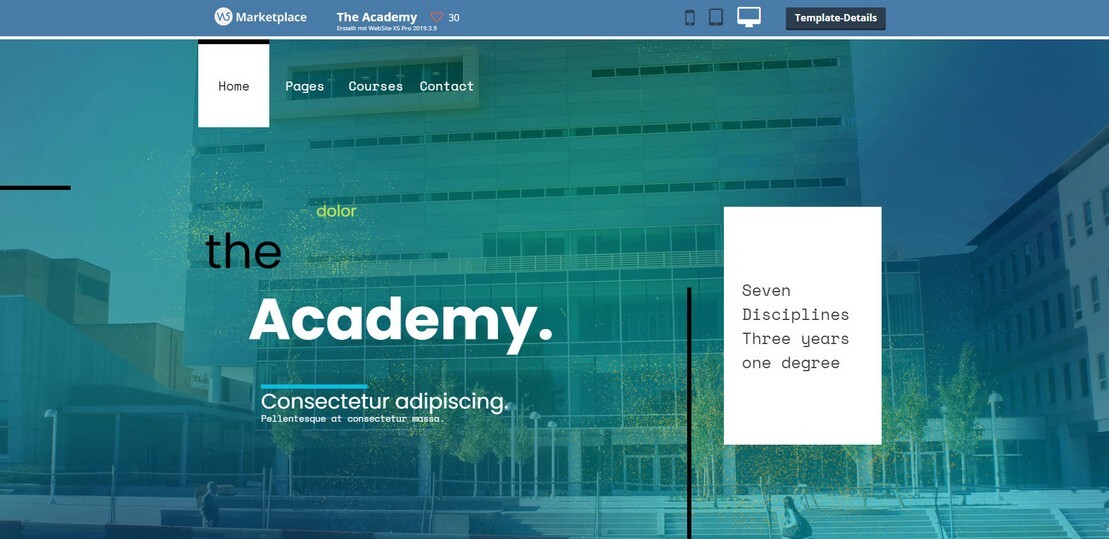 Onlineshop- und Webdesign-Vorlage Akademie