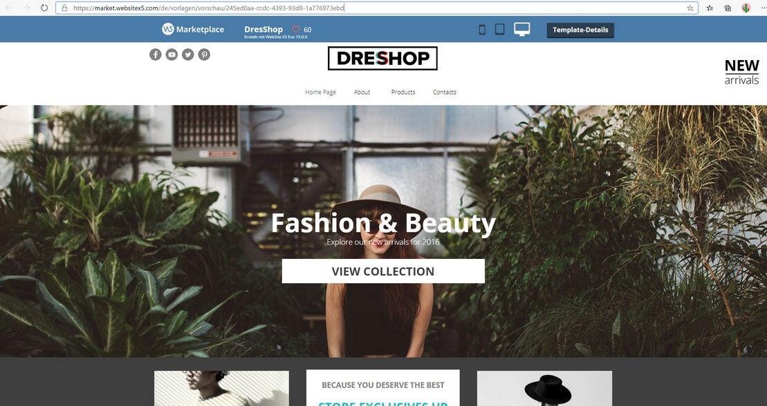 Onlineshop- und Webdesign-Vorlage Dressshop