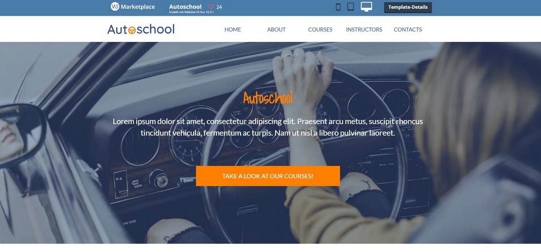 Onlineshop- und Webdesign-Vorlage Fahrschule