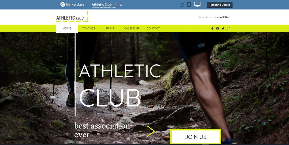 Onlineshop- und Webdesign-Vorlage Fitnessclub