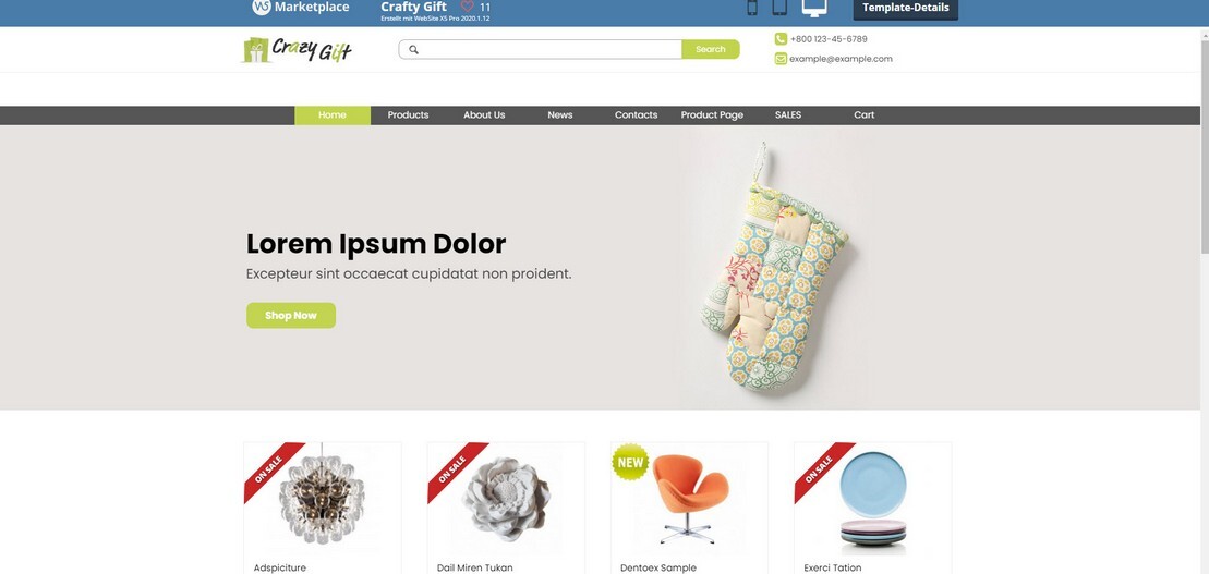Onlineshop-Vorlage Geschenkartikel