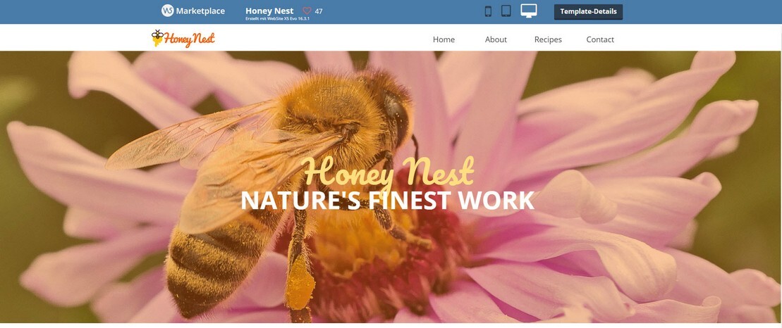 Onlineshop- und Webdesign-Vorlage Honigrezepte