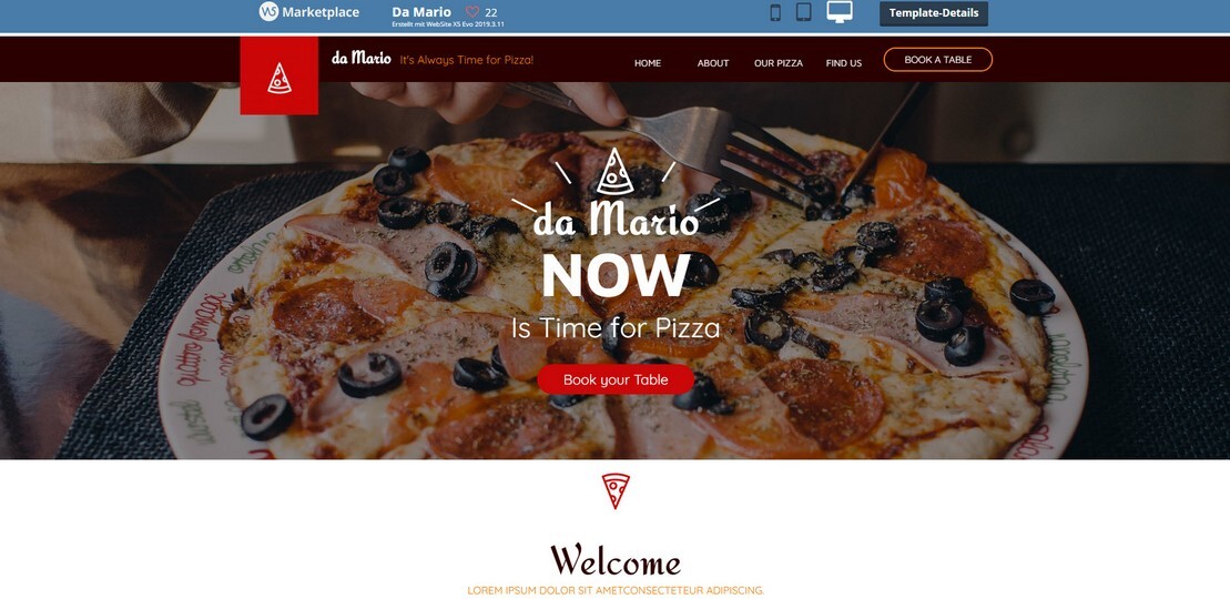 Onlineshop- und Webdesign-Vorlage Pizza Bestellung Onlineshop- und Webdesign-Vorlage Pizza Bestellung