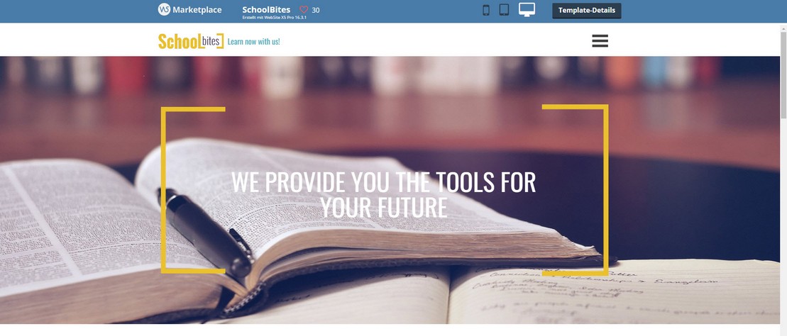 Onlineshop- und Webdesign-Vorlage Schule Weiterbildugnseinrichtung