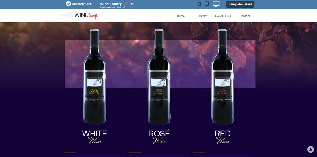 Onlineshop- und Webdesign-Vorlage Weinhandel