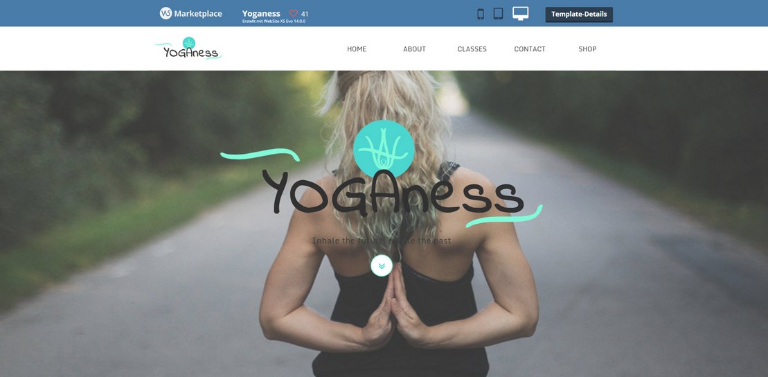 Onlineshop- und Webdesign-Vorlage Yoga und Fitness
