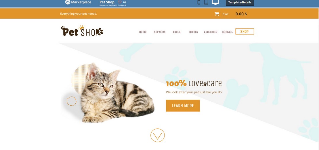 Onlineshop-Vorlage Haustiere